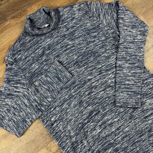 Soft Surroundings Tunic Dress Small‎ Blue Soft Knit TurtleNeck High Low Hem